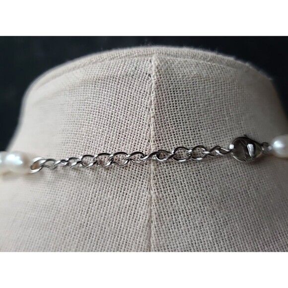 925 Sterling Silver Pearl Beaded Adjustable Necklace Vintage - Picture 4 of 10